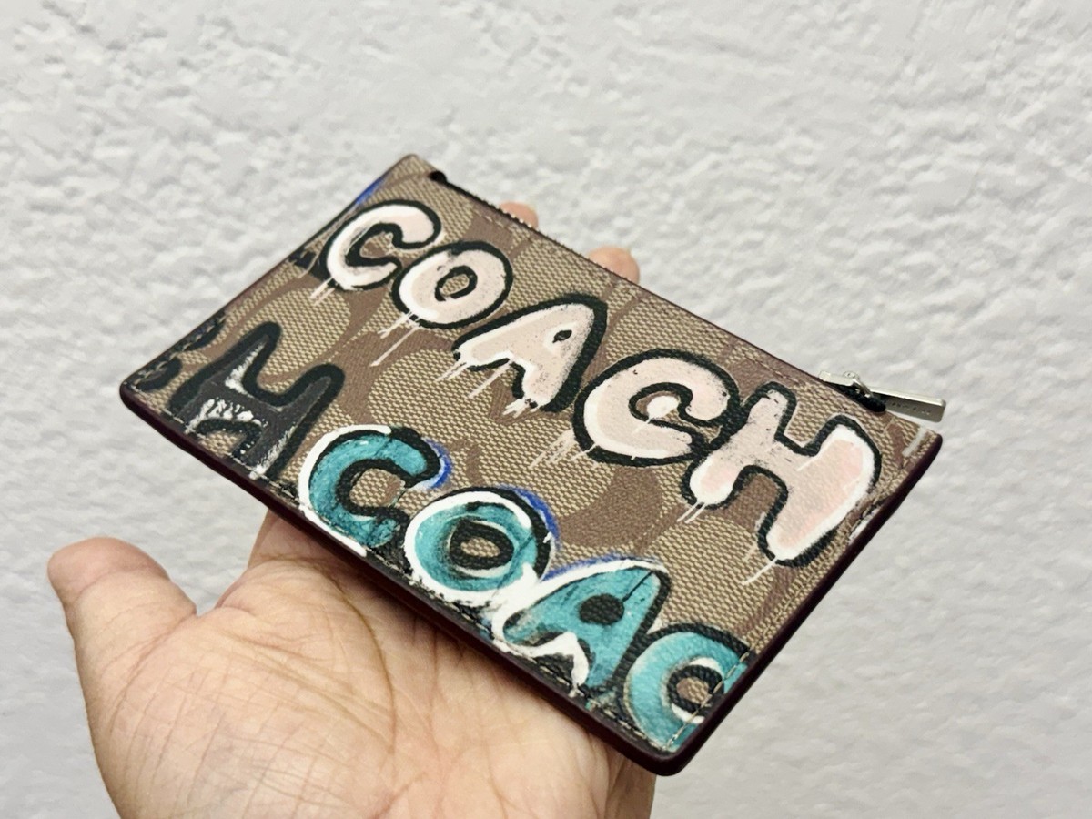 NWT Coach X Mint + Serf Zip Card Case Wallet CM158 Khaki Multi | eBay