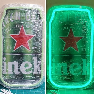 Heineken ハイネケン ネオン ライト LED 電飾 看板 BAR ビール Heineken neon LED wall sign - oversized beer can design - beer
