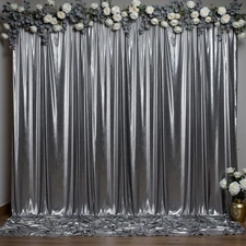 Thick 10 ft x 10 ft Black Silver Sequin Backdrop Curtain for Parties Wrinkle ...