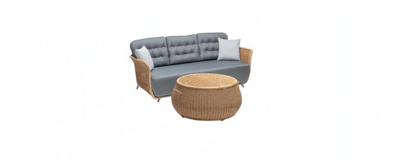 Garnitur Sofa 3 Sitzer Grau Couchtisch Sofas Dreisitzer Rattan Luxus Modern-image