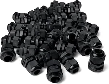 MGI Speedware 1/2" NPT Strain Relief Nylon Cord Grip Cable Glands, Black Plastic