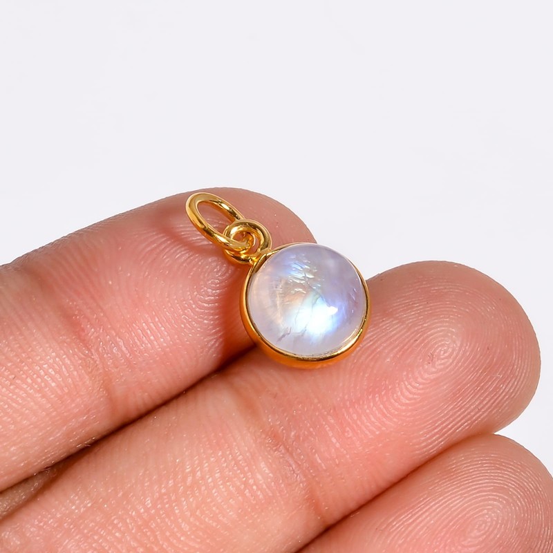 Handmade Pear Moonstone Pendant: Gold Plated 925 Silver Charm. - Product main view