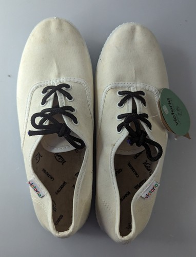 Victoria Mujer 1915 Lona Lona Lona DREC Plataforma Entrenadores Zapatos Blanco Nuevos - Imagen 9 de 9