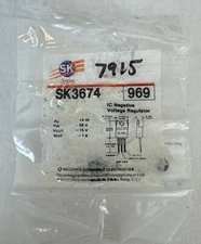 SK3674 7915 15V 1A Negative Output Voltage Regulator TO-220 NOS