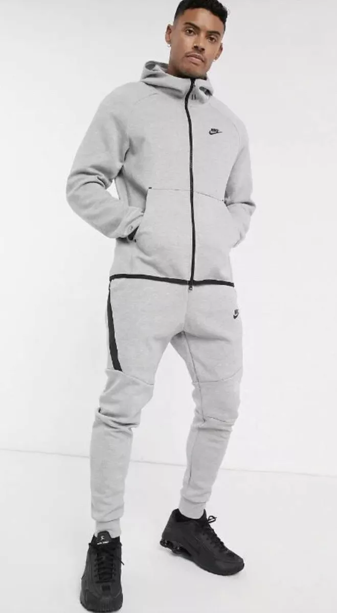 Nike Tech Fleece Tracksuit SET GREY HEATHER Hoodie Bottoms Old School Style