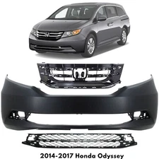 Front Bumper Cover Fascia & Grille Assembly Kit For 2014-2017 Honda Odyssey