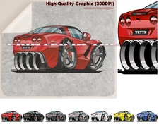 Corvette C6 Model Coupe Paint Colors DigiRods Cartoon Car Sherpa Fleece Blanket