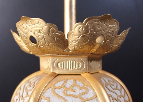 hl2501 USED PAIR JAPANESE HANGING LANTERN for BUDDHIST ALTAR 27cm tall not LIGHT - Picture 9 of 16