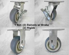 5" x 2" Swivel Caster w/ Brk Thermoplastic Rubber Wheel &Rigid 350lb Ea Tool Box