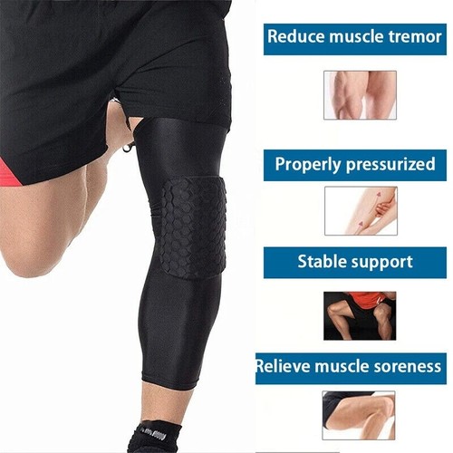 US Compression Sleeves Long Knee Pads Brace Support Protector Basketball Sports - Picture 7 of 16