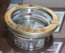 Vintage MCM Bucklers? 1950's 2 Piece Enamel Top & Glass Bowl Ashtray