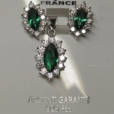 Bague En Argent 925 Rhodié - Émeraude Marquise 14mm - Taille 62 - Dolly-Bijoux - Neuf Avec étiquettes