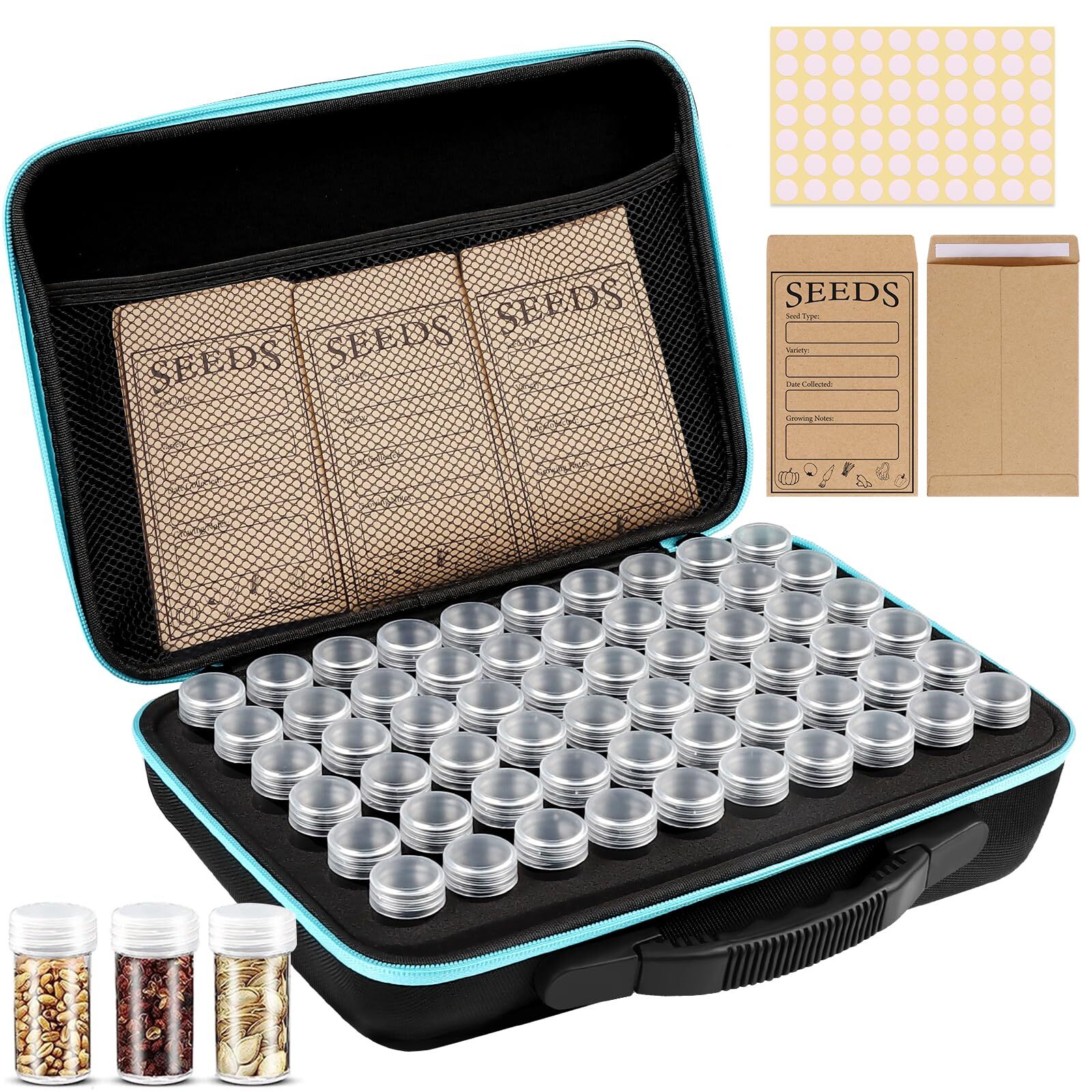 60 Slots Seed Storage Organizer With 20 Seed Envelopes, Sturdy Seed Organizer