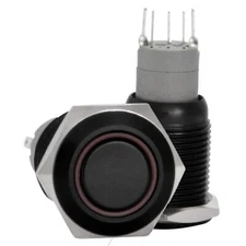 Latching Maintained Pushbutton On/off Switch Black Aluminum Metal With Red Led F