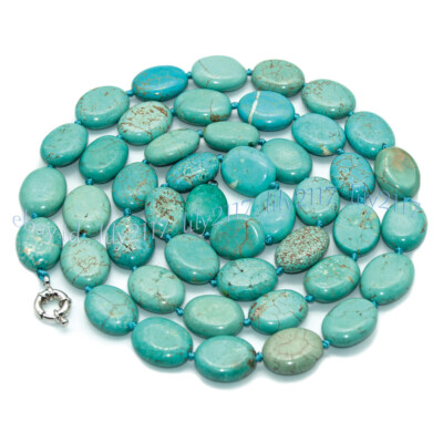 Natural Green Turquoise 18x13x5mm Flat Oval Gemstone Bead--15.5 Inch Strand Natural Green Turquoise 18x13x5mm Flat Oval Gemstone Bead--15.5 Inch Strand