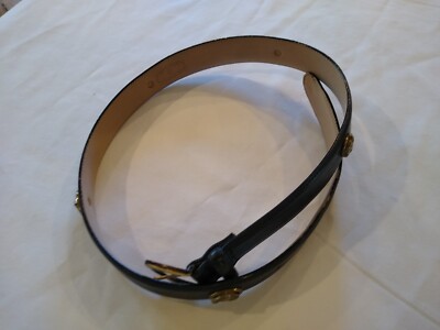CHELSEA CAMPBELL SZ. M BLACK LEATHER BELT W/BRASS HORSE  display picture 3