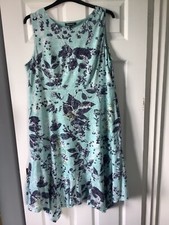 Bonmarche Dress 20 Floral Sleeveless Blue Lined Asymmetrical hem Occasion Summer