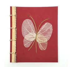 Handmade Notebook Official Manfarita 4.3" x 5.5" 100 pages - Red Butterfly
