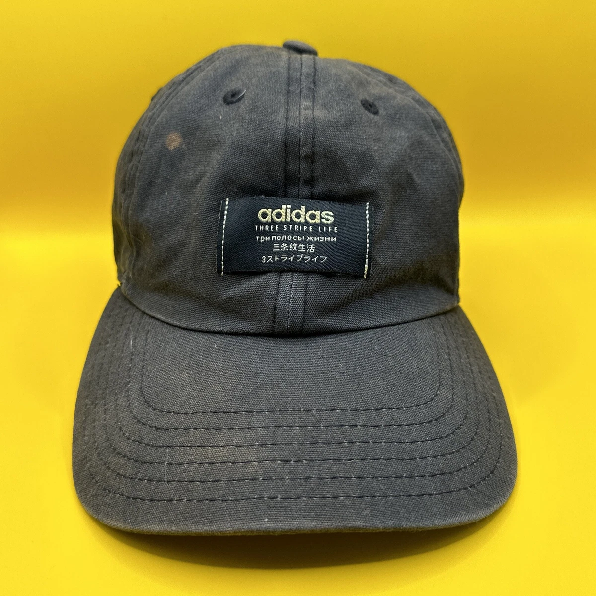 Adidas Three Stripe Life Multi Language Patch Cap Black Adjustable