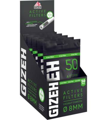 1 Box (5 Beutel) GIZEH Black Aktivkohlefilter 8mm, mit Keramikkappen