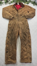 VTG Carhartt Tan Coveralls Long Sleeve Quilted Inside Size 40 x 29