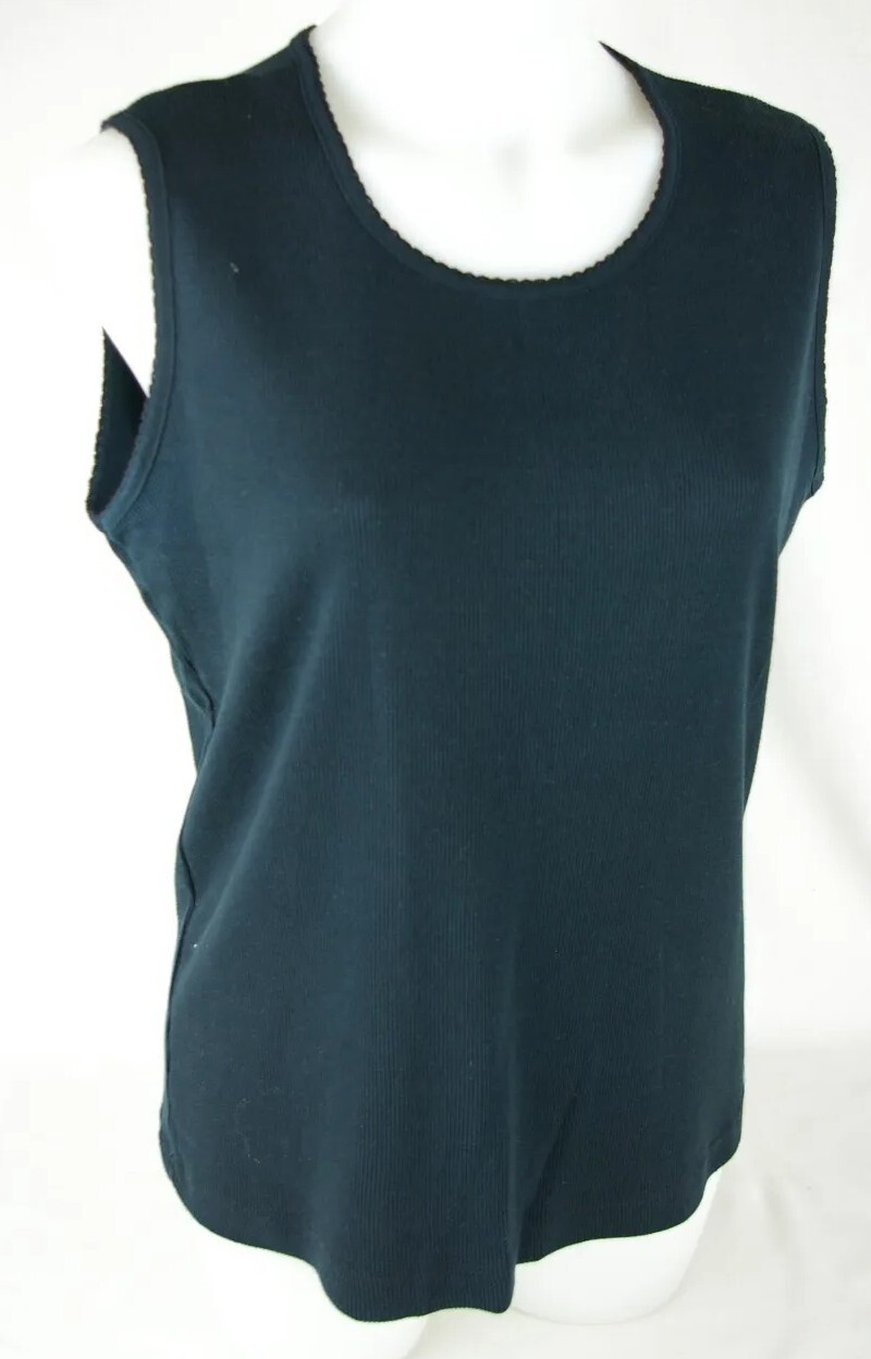 Basic Editions Solid Black Sleeveless Round Neck … - image 8