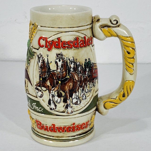 Rare Budweiser Clydesdale Holiday Beer Stein Mug Ceramarte Made In
