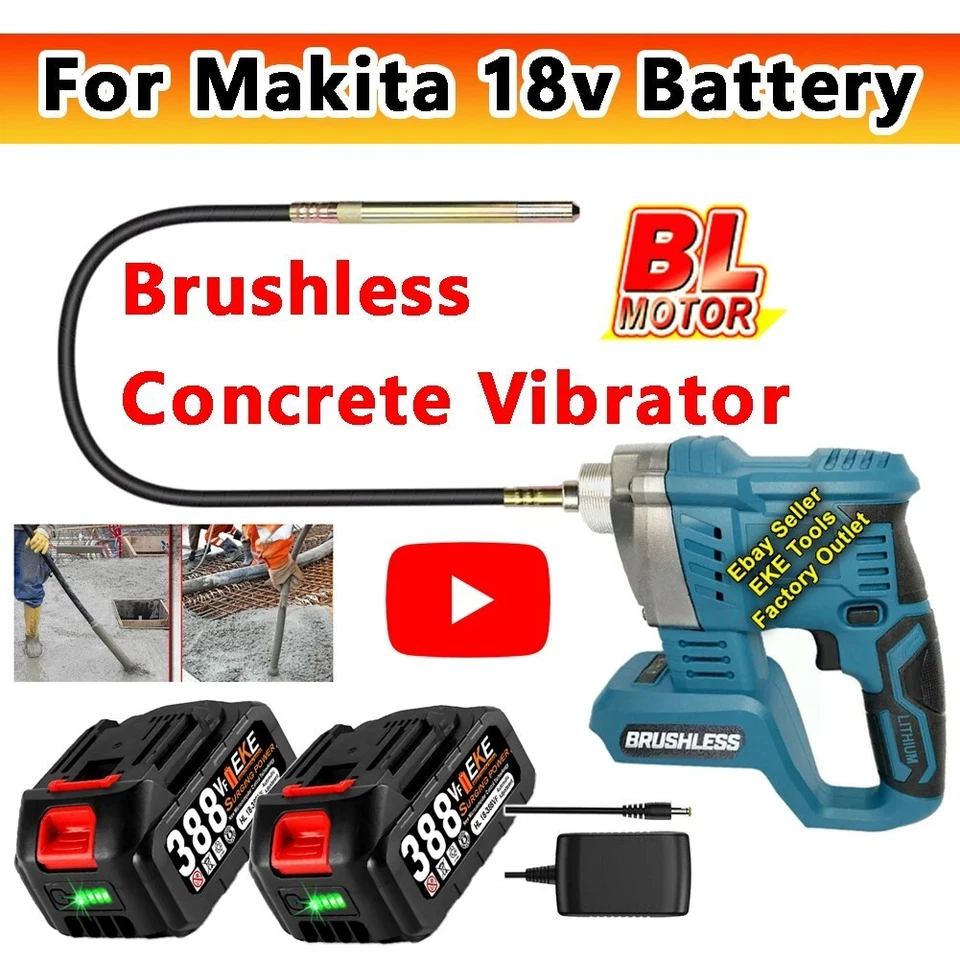 Brushless Cordless Electric Concrete Vibrator For Makita 18v Battery Handheld