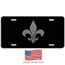 Fleur-de-lis vanity  license plate car truck SUV tag black and grey