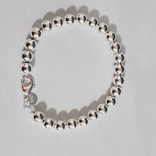 Ball Beaded Bracelet 925 Sterling Silver Polished Elegant w/ Lobster Clasp 8.5"