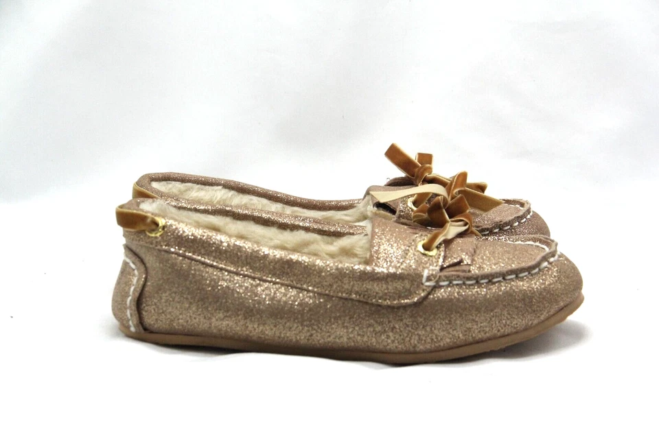 Zapatilla Sperry Top Sider dorada brillante para mujer 6M zapato de ángel forrado de piel mocasín Foto 3 de 4