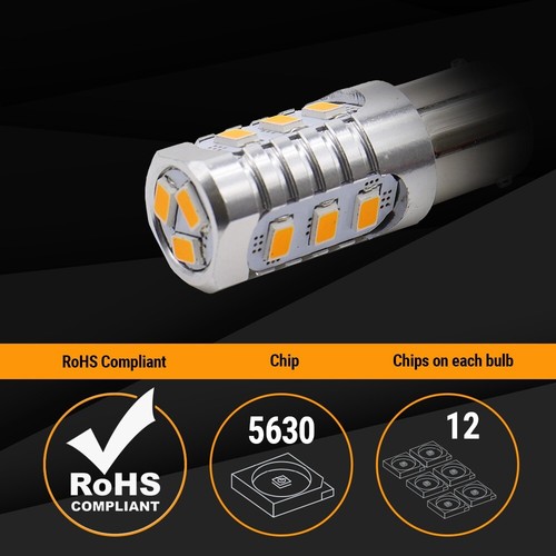 1157 LED Amber Yellow DRL Turn Signal Parking Side Marker Light Bulbs - Picture 3 of 5