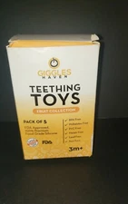 Giggles Haven Teething Toys (5-Pack) - Fruit Shaped Silicone Baby Teethers 