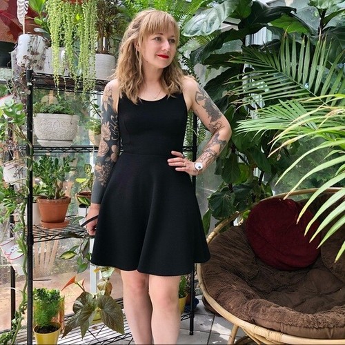 Lush black ribbed skater dress 