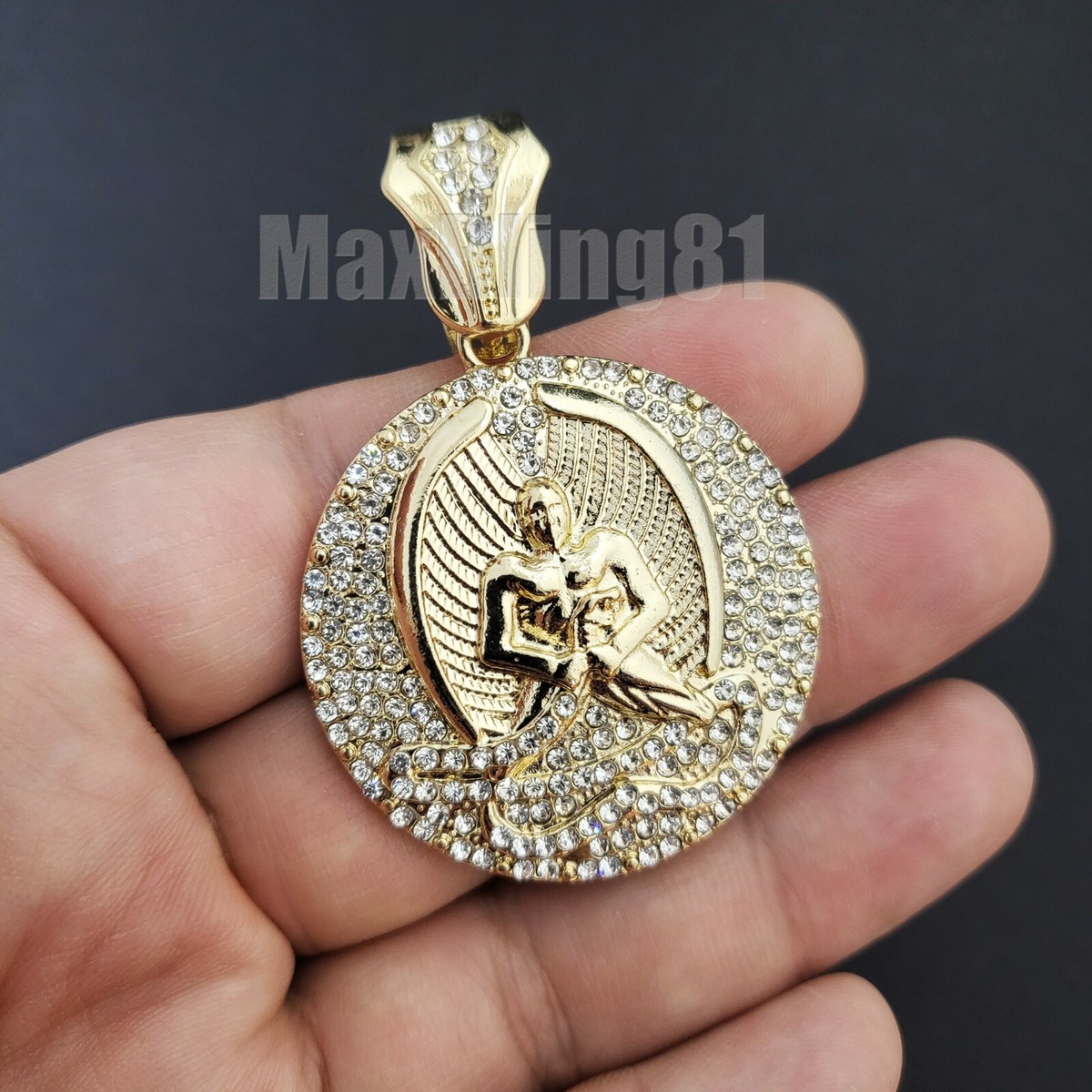 日本未入荷☆KING ICE☆White Gold Euphanasia Necklace Men's Hip Hop Jewelry Iced 2Pac Euphanasia Bling Gold Plated