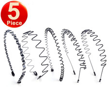 5 PCS Metal Hair Headband Wave Style Hoop Band Comb Sports Hairband Men Women