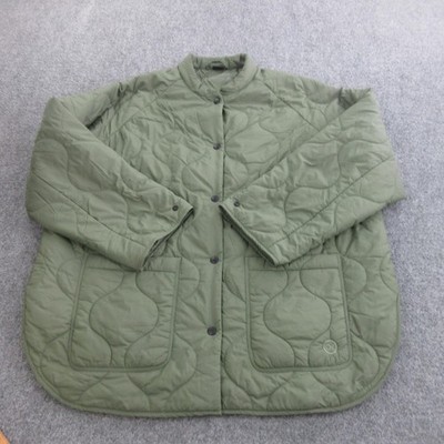 Outerknown Jacket Mens XL Green Quilted Snap Front Nylon Insulated Lined Outdoor