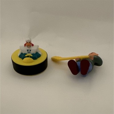 Cartoon Hockey Player Figurine Set with Hockey Stick and Puck