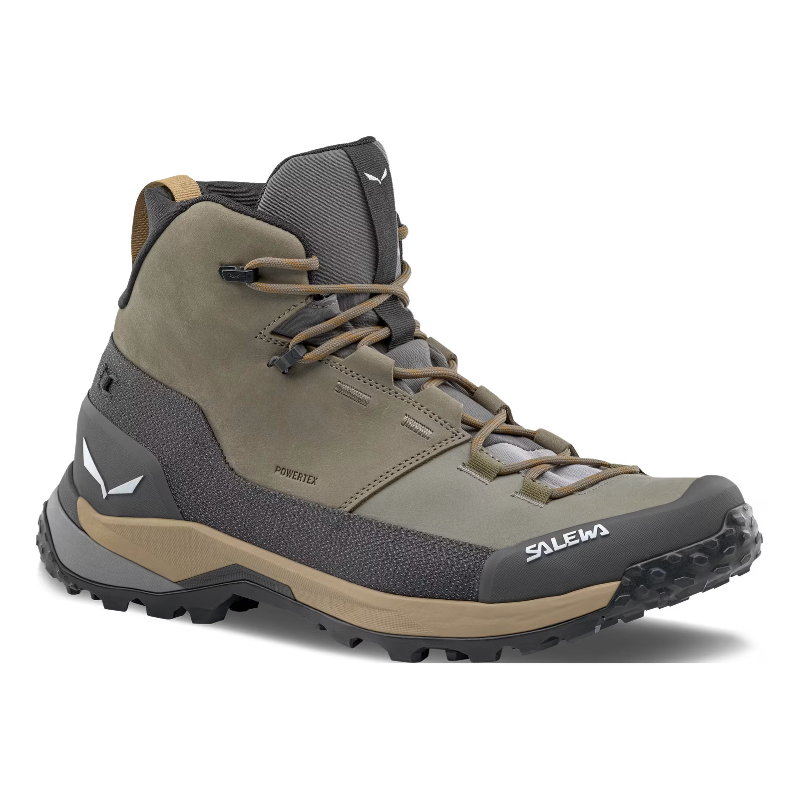 Salewa Puez Leather Mid PTX Men's Hiking Boots, Bungee Cord/Onyx, M10