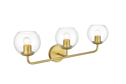 Elegant Lighting LD7321W28 Genesis 3 Light 10" Tall Bathroom - Brass - Picture 6 of 12