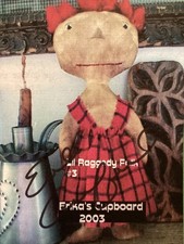PATTERN Primitive Raggedy Ann Doll NEW Erika s Cupboard Signed by Artist