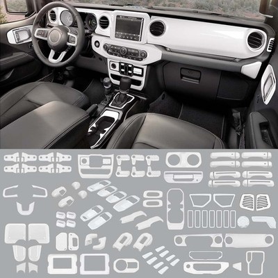White Steering wheel Accessories Full Set Trim for Jeep Wrangler JL JT 2018-2023