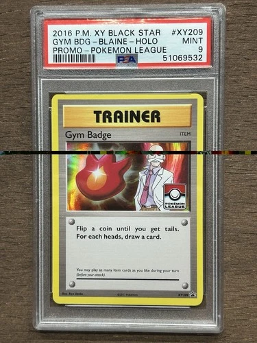 Gym Badge (Blaine) PSA 9 XY209 - XY Black Star Promo - Pokemon League Holo
