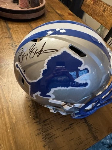 Barry Sanders Detroit Lions Riddell Speed Autographed Helmet Beckett BAS
