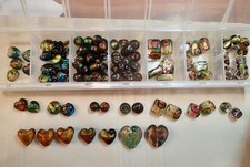 Lot of 90 Assorted Shape Fall Foil Embellished Glass Lampwork Beads Hearts plus