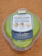 Joie Healthy Microwave Potato Chip Maker Slicer Cooker Green Lid New Sealed