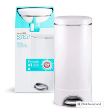 Munchkin STEP Diaper Pail, Powered by Arm Hammer White NEW