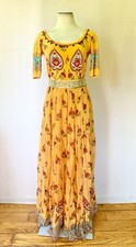 BLUGIRL Blumarine Tiered Silk Maxi Skirt And Matching Top Size Medium Orange