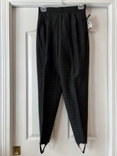 NEW Vintage Women's Pants 12 Green Plaid Stirrup High Waisted Large Retro 90s