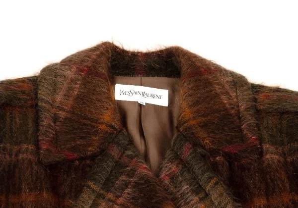 Abrigo a cuadros de lana peludo Yves Saint Laurent talla 36 (K-148082) Foto 4 de 4